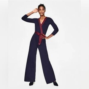Boden Isla Black Knit Jumpsuit with Red Accents 16